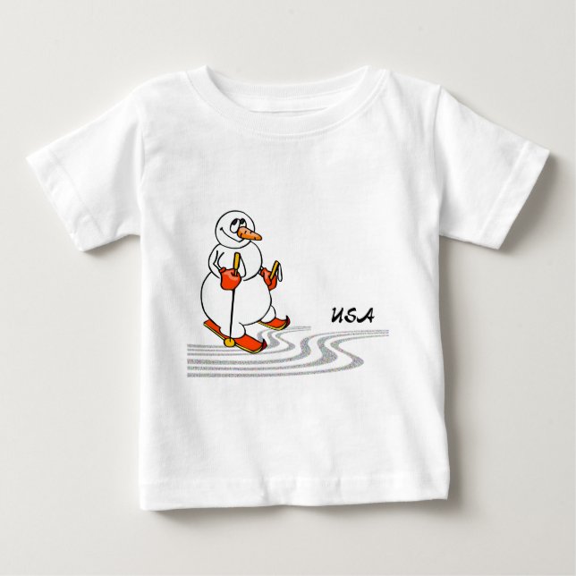 Camiseta Para Bebê O Homem de Neve do Esqui - (Frente)