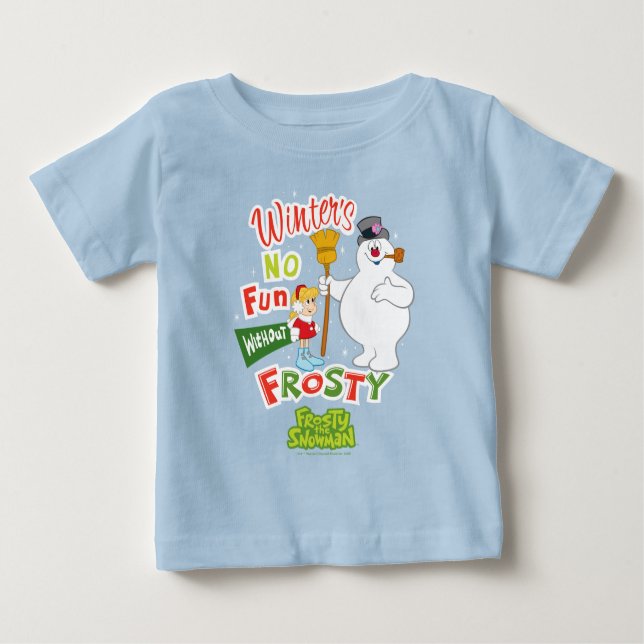 Camiseta Para Bebê O inverno não se diverte sem o Snowman™ congelado (Frente)