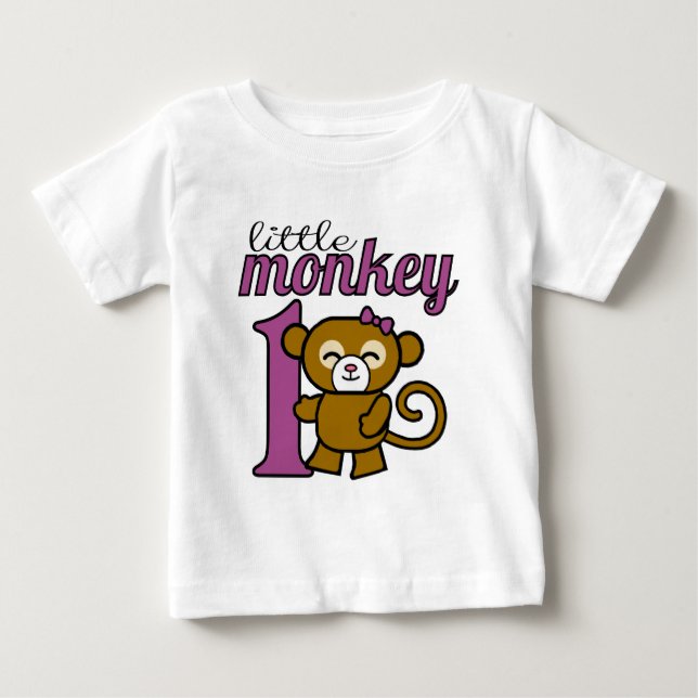 Camiseta Para Bebê O Macaco Garota é 1 (Frente)