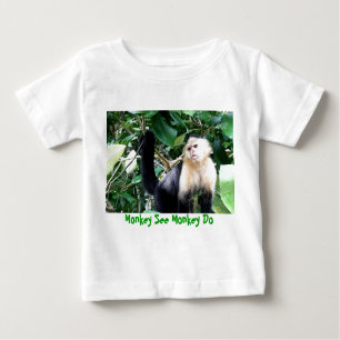 Camiseta Para Bebê O macaco vê o macaco fazer