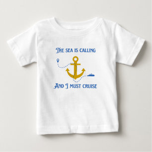 Camiseta Para Bebê O Mar Está Chamando Cruzeiro