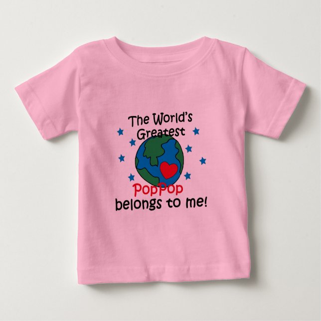 Camiseta Para Bebê O melhor PopPop pertence-me (Frente)