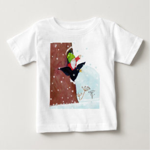 Camiseta Para Bebê O melro e o gnomo da floresta acenam