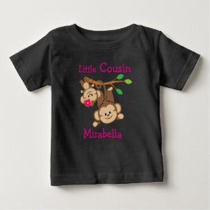 Camiseta Para Bebê O menino personalizado, menina Monkeys o primo