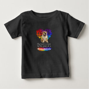 Camiseta Para Bebê O Meu Coração É Detido Pelas Patas De Um Bulldog