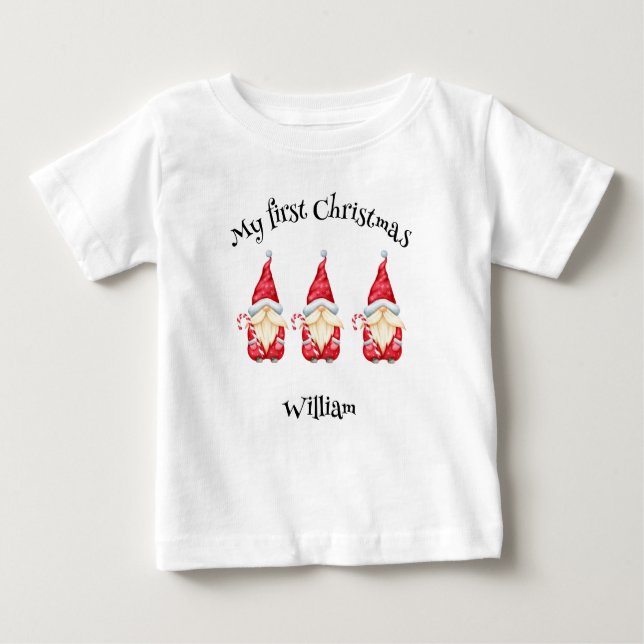 Camiseta Para Bebê O Meu Primeiro Bebê De Natal. (Frente)
