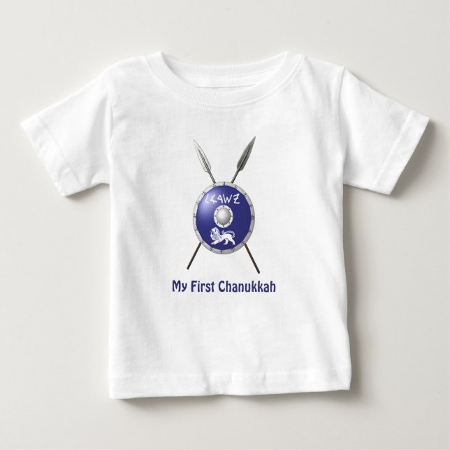 Camiseta Para Bebê O Meu Primeiro Chanukkah - Macabcabeu Shield E Lan (Frente)