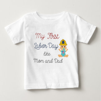 Camiseta Para Bebê O meu primeiro Dia do Trabalho como a mãe e o Pai