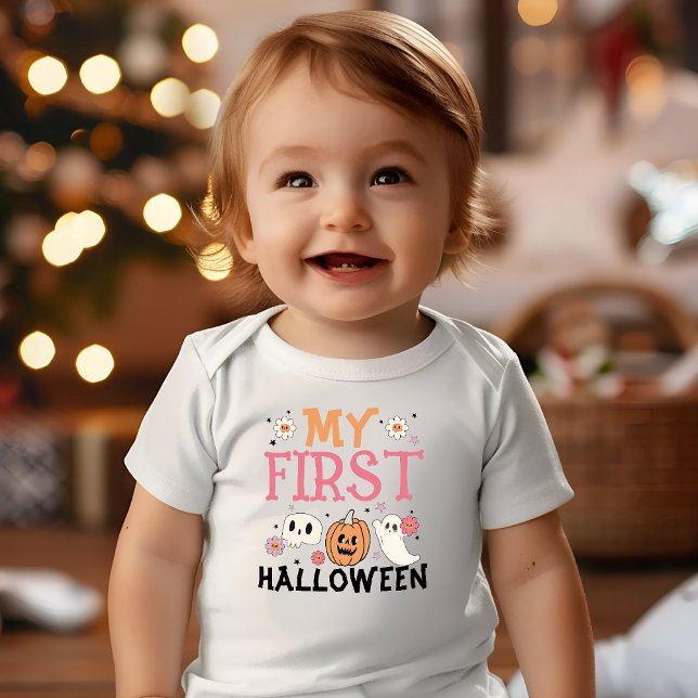 Camiseta Para Bebê O Meu Primeiro Halloween, Ghost Groovy (Criador carregado)