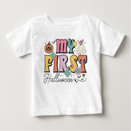 Camiseta Para Bebê O Meu Primeiro Halloween, Ghost Groovy