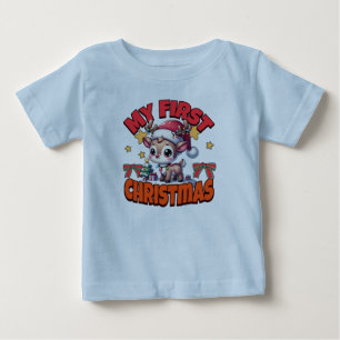 Camiseta Para Bebê O Meu Primeiro Natal - Delícia De Bebê