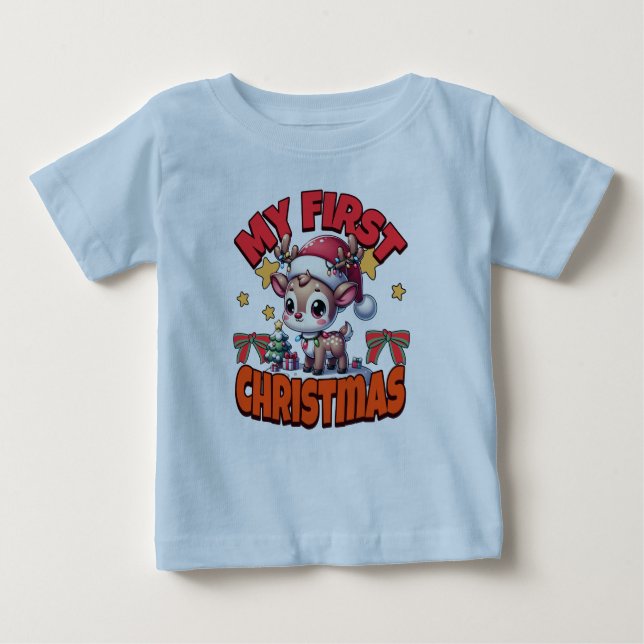 Camiseta Para Bebê O Meu Primeiro Natal - Delícia De Bebê (Frente)