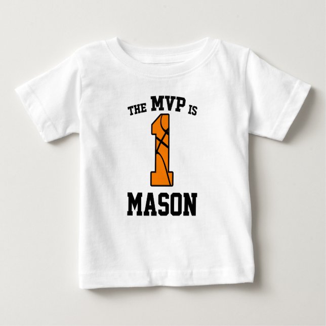 Camiseta Para Bebê O MVP é o primeiro primeiro aniversario de basquet (Frente)