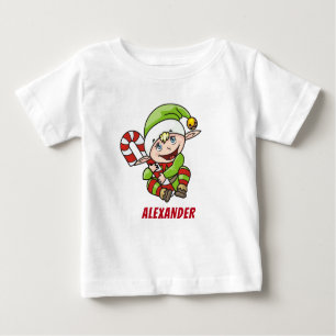 Camiseta Para Bebê O Natal do Bebê Candy Elf Cane