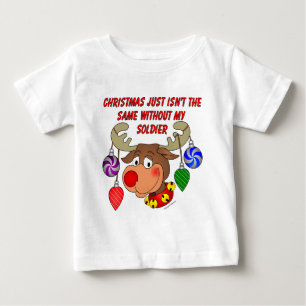 Camiseta Para Bebê O Natal não é o mesmo sem o meu Soldado