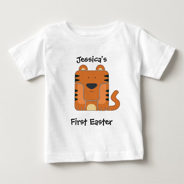 Camiseta Para Bebê O nome e o evento do bebê com tigre bonito (Frente)