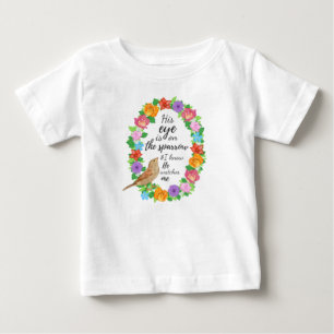 Camiseta Para Bebê O Olho dele está no Topo do Bebê Cristão Espargo