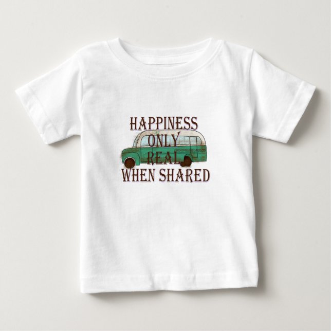 Camiseta Para Bebê O Ônibus Mágico: Felicidade Só é Real Quando Compa (Frente)