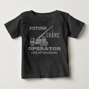 Camiseta Para Bebê O operador de guindaste futuro gosta de meu vovô