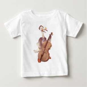 Camiseta Para Bebê O Ostrich Jogando o Cello
