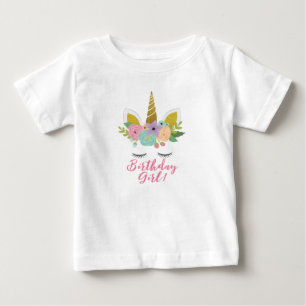 Camiseta Para Bebê O ouro do unicórnio dos miúdos Eyes o aniversár