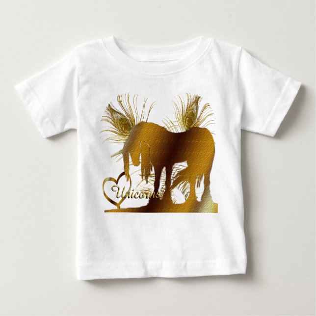 Camiseta Para Bebê O Ouro Unicorn (Frente)