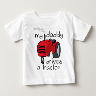 Camiseta Para Bebê O pai conduz um trator