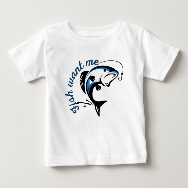 Camiseta Para Bebê O Peixe Me Quer (Frente)