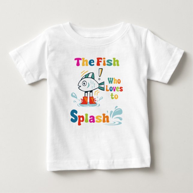 Camiseta Para Bebê O peixe que adora esmagar (Frente)
