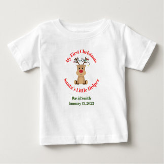 Camiseta Para Bebê O Pequeno Auxiliar dos Meus Primeiros Papais noeis