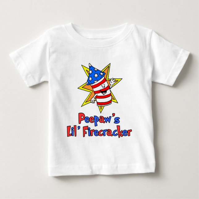 Camiseta Para Bebê O Pequeno Firecracker de Peepaw (Frente)