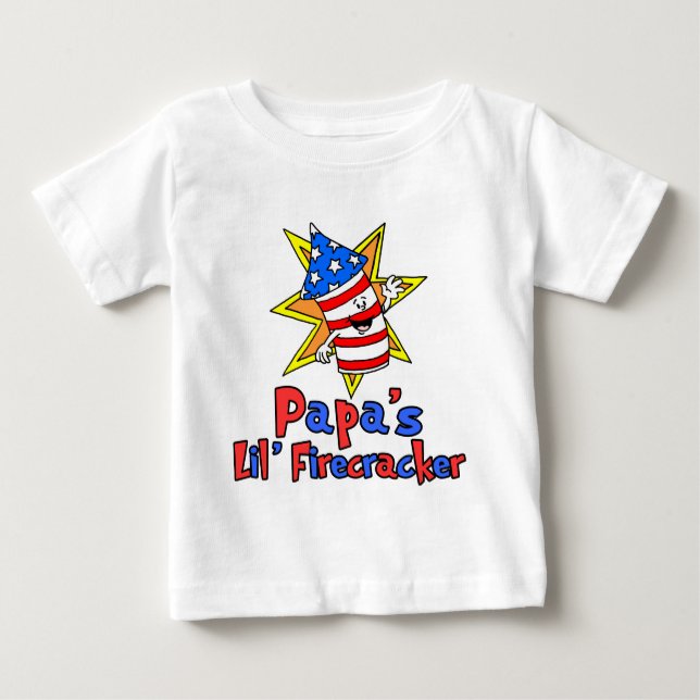 Camiseta Para Bebê O Pequeno Firecracker do Papa (Frente)