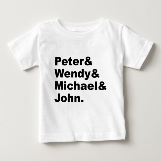 Camiseta Para Bebê O Peter Pan de J.M. Barrie | Peter Wendy Michael J (Frente)