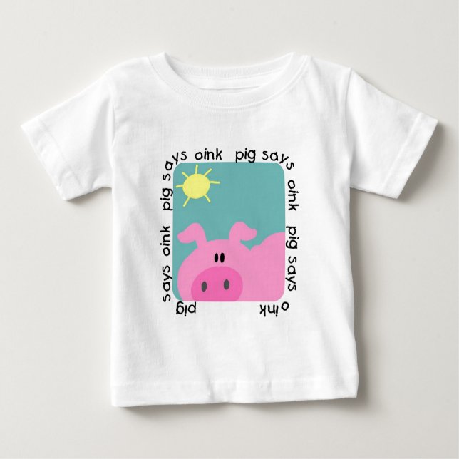Camiseta Para Bebê O porco diz Oink t-shirt e presentes (Frente)