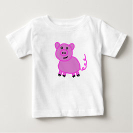Camiseta Para Bebê O Porquinho Rosa de Cauda Longa Fofinho