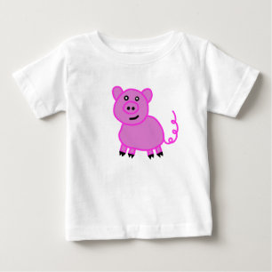 Camiseta Para Bebê O Porquinho Rosa de Cauda Longa Fofinho