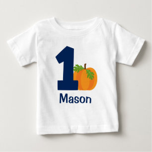 Camiseta Para Bebê O Primeiro Aniversário Cai Pumpkin Personalizado