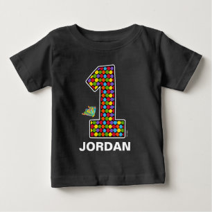 Camiseta Para Bebê O primeiro aniversario Chalkboard de lagarta famin