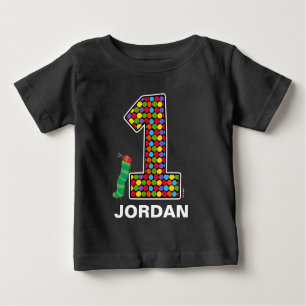 Camiseta Para Bebê O primeiro aniversario Chalkboard de lagarta famin