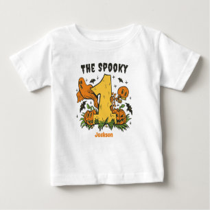 Camiseta Para Bebê O primeiro aniversario de Feliz Dia das Bruxas