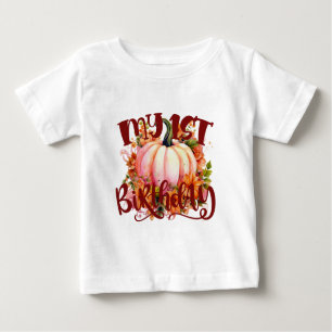 Camiseta Para Bebê O primeiro aniversario do nosso Pequeno Pumpkin