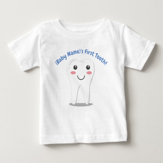 Camiseta Para Bebê O primeiro dente do bebê personalizado (Frente)