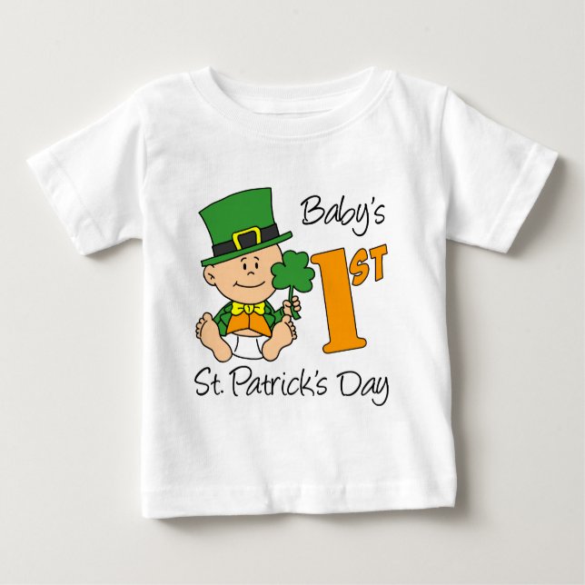 Camiseta Para Bebê O primeiro Dia de São Patrício do bebê (Frente)
