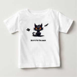 Camiseta Para Bebê O primeiro Halloween do bebê. Olhos amarelos de ga