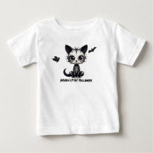 Camiseta Para Bebê O primeiro Halloween do bebê. Olhos grandes. Editá