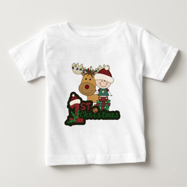 Camiseta Para Bebê O primeiro Natal do bebê (Frente)