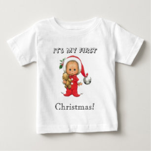 Camiseta Para Bebê O primeiro Natal do bebê é meu primeiro Natal