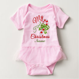 Camiseta Para Bebê "O Primeiro Natal do Bebê" TUTU BODYSUIT