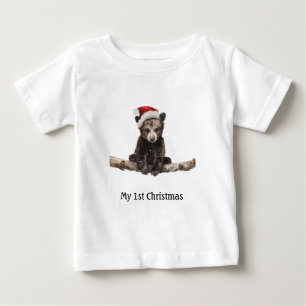 Camiseta Para Bebê O primeiro Natal do ursinho, personalizado