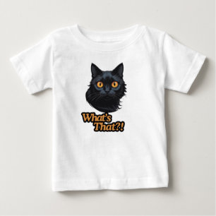 Camiseta Para Bebê O que é isso? Gato Negro em uma dose surpresa